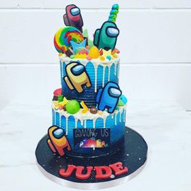 Among Us 2 Tier Birthday Cake – Zara Cakes